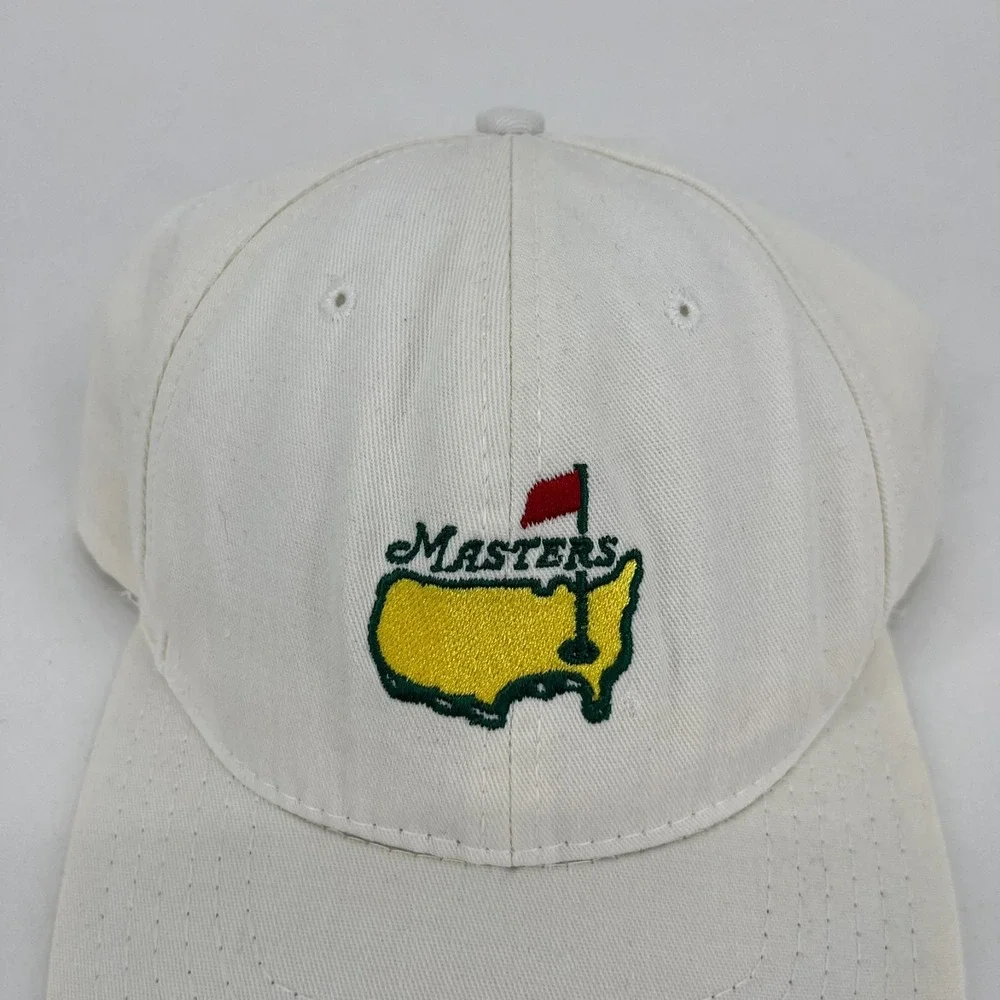 Vintage Masters American Needle Golf Hat White Leather Strap Adjustable Cap